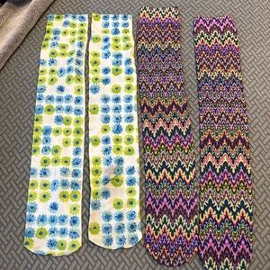 Floral and Zigzag Patterned Women's Socks.  Used for horse riding or for fun.